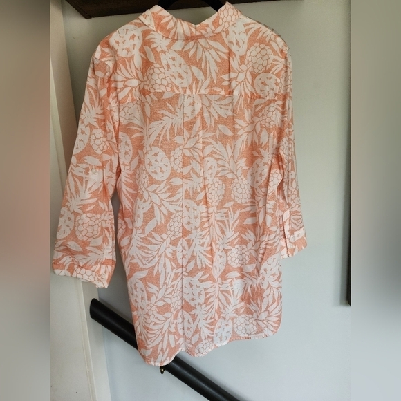 Craft & Borrow Roll Up Sleeve Button Down Pineapple Shirt - Picture 3 of 11